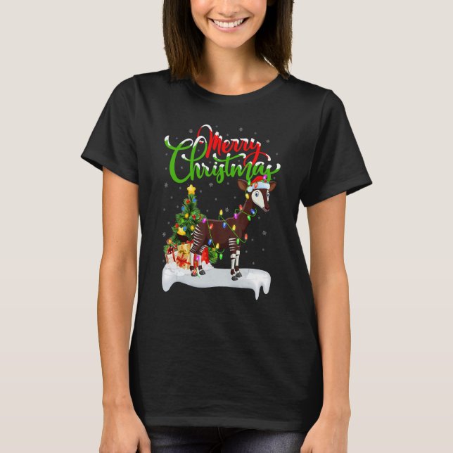 T-shirt Okapi   Xmas Decorations Santa Okapi Christmas (Devant)