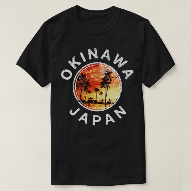 T-shirt Okinawa Japan Vintage Retro Sunset (Design devant)