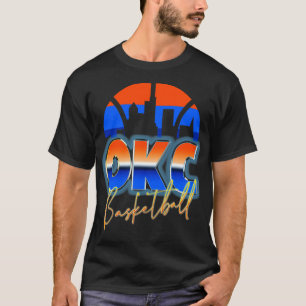 T-shirt Oklahoma City Basketball Retro 90s Chrome Skyline