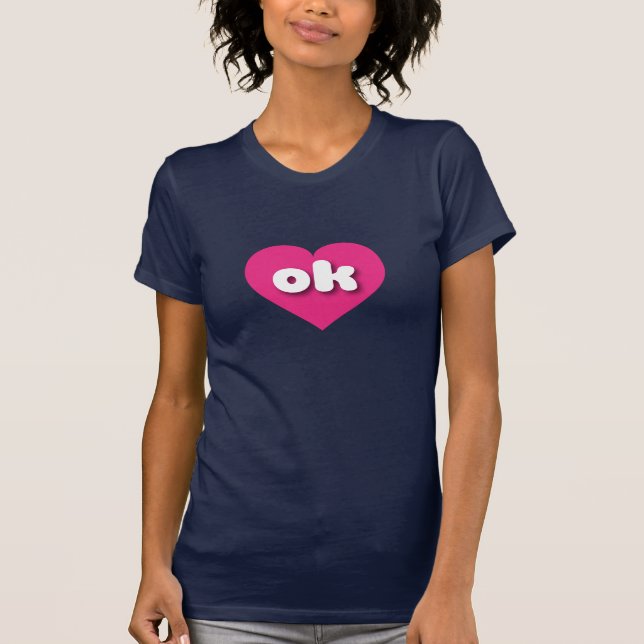 T-shirt Oklahoma coeur rose chaud - I love ok (Devant)