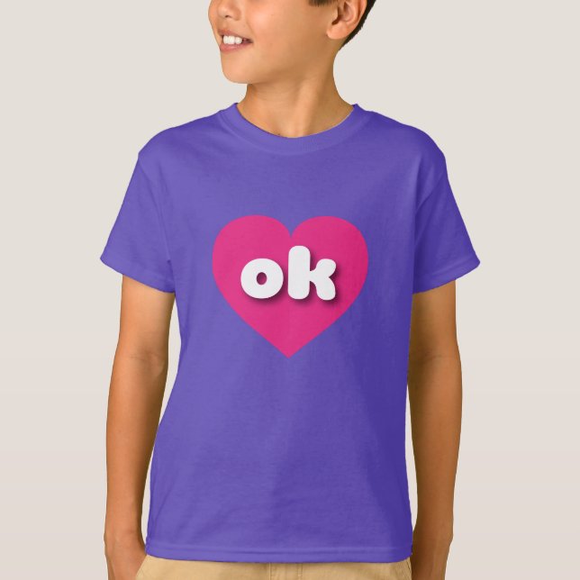 T-shirt Oklahoma coeur rose chaud - I love ok (Devant)