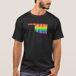 T-shirt Oklahoma Gay State Pride Rainbow Flag Carte Gay Le