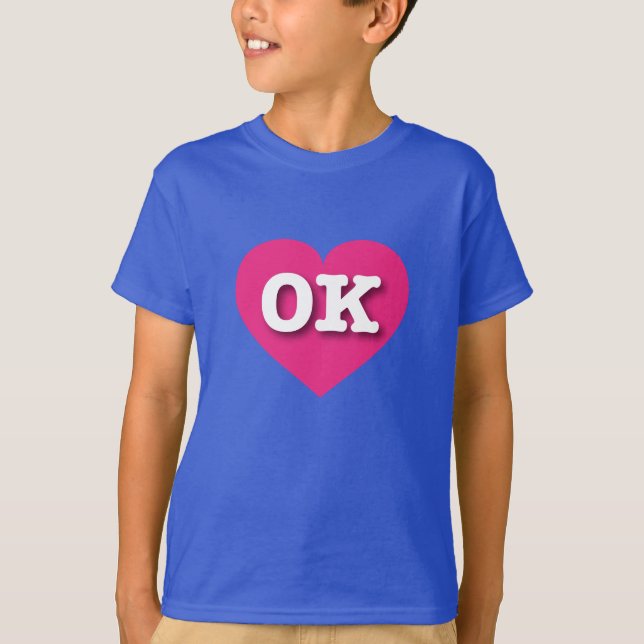 T-shirt Oklahoma Hot Pink Heart - I love OK (Devant)