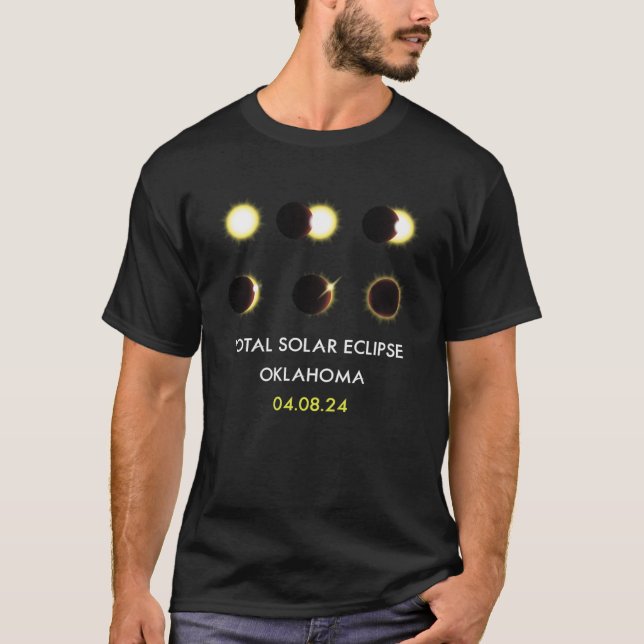T-shirt Oklahoma Printemps Totalité Solaire Éclipse Phases (Devant)