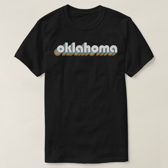 T-shirt Oklahoma Retro Typographie arc-en-ciel style défra (Design devant)