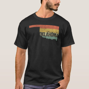 T-shirt Oklahoma Vintage Retro Sunset Distressed State Map