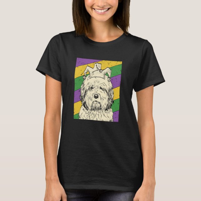 T-shirt Old English Sheepdog Jester Mardi Gras Dog Mom or  (Devant)