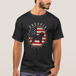 T-shirt Old English Sheepdog Sheepie USA Drapeau 4 juillet