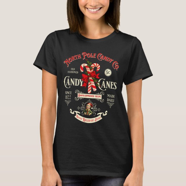 T-shirt Old Fashioned North Le Candy Cane Company Elf Chri (Devant)