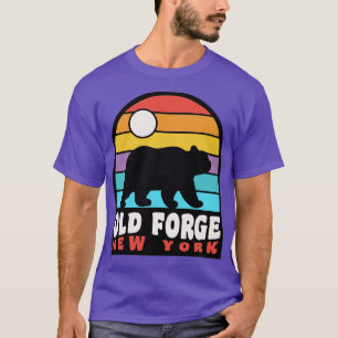 T-shirt Old Forge NY Adirondacks Bear Badge Retro Sunset