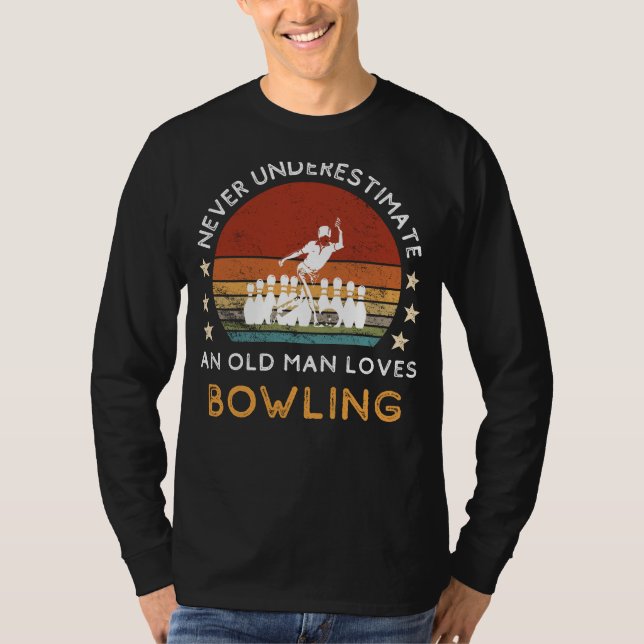 T-shirt Old Man Bowling Love Tee: Strike with Style! (55 c (Devant)