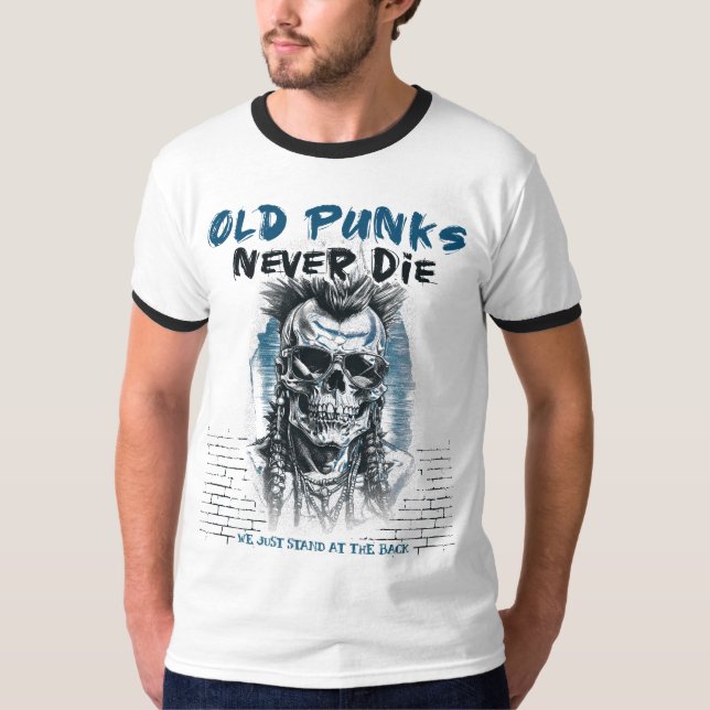 T-shirt Old Punks Never Die - Skull Punk Rock - Punk n'est (Devant)