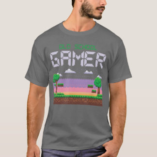 T-shirt Old Retro School Gamer Geek Piel Video Gaming Cons