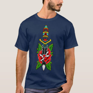 T-shirt Old School American traditionnelle Dagger et Rose
