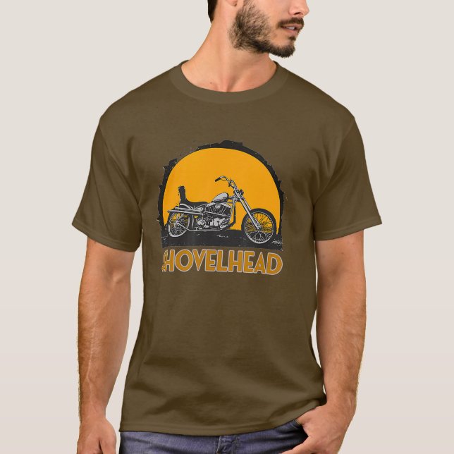 T-shirt Old School HD Shovelhead Chopper Bobber Biker (Devant)
