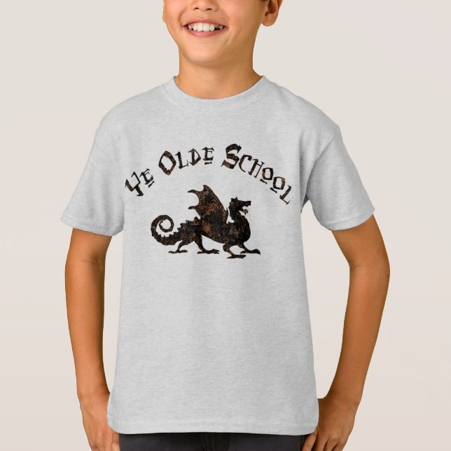 T-shirt Old School - Medieval Dragon King Arthur Knights (Devant)