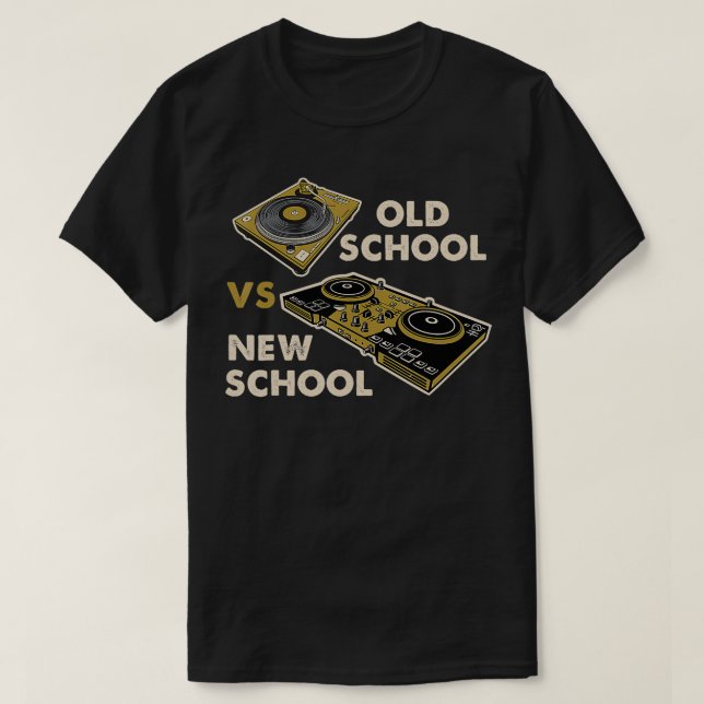 T-shirt Old School Vs New School DJ Tourne-disque Disco El (Design devant)