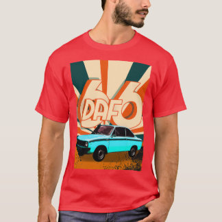 T-shirt Old Vintage blue 1972 Daf 66 marathon racing Car v