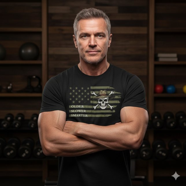 T-shirt Older Slower Smarter American Flag Skull Tee (Créateur téléchargé)