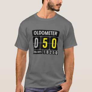 T-shirt Oldometer 50 Funny 50E Anniversaire Cadeau Jaune T