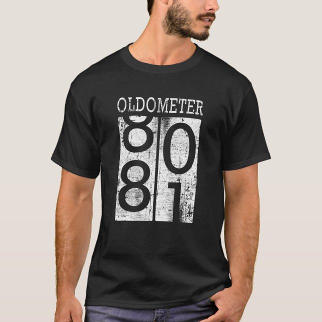 T-shirt Oldometer Funny 81e Anniversaire Distressed Papa (Devant)