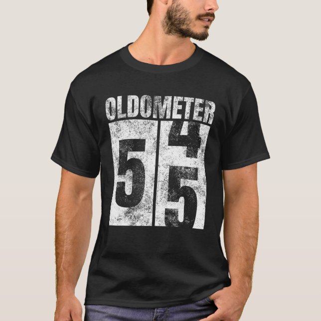 T-shirt Oldomètre 54-55 ans Vieux Homme Femme Anniversaire (Devant)