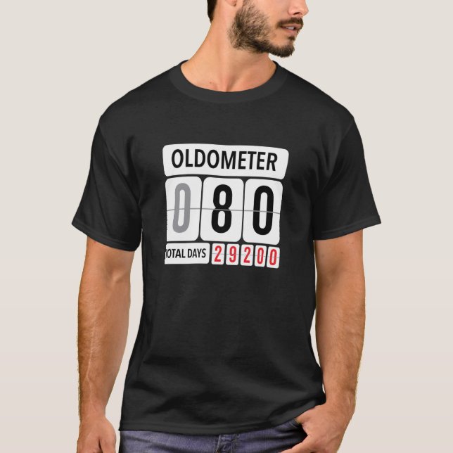 T-shirt Oldomètre 80 ans 80e anniversaire Noir (Devant)