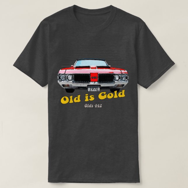 T-shirt Olds 442 American Muscle Old is Gold (Design devant)