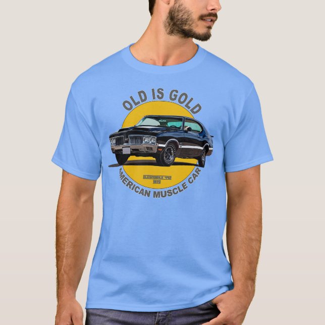 T-shirt Oldsmobile 442 American Muscle 60s 70s Old is Gold (Devant)