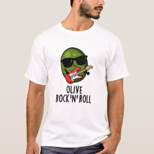 T-shirt Olive Rock Et Roll Funky Rocker Olive Pun