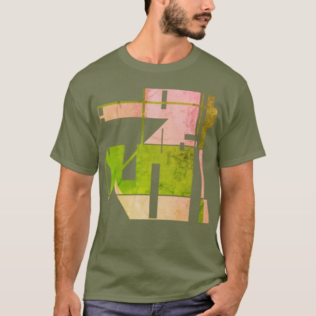 T-shirt Olive rose vert géométrique Art Tribal Abstrait (Devant)