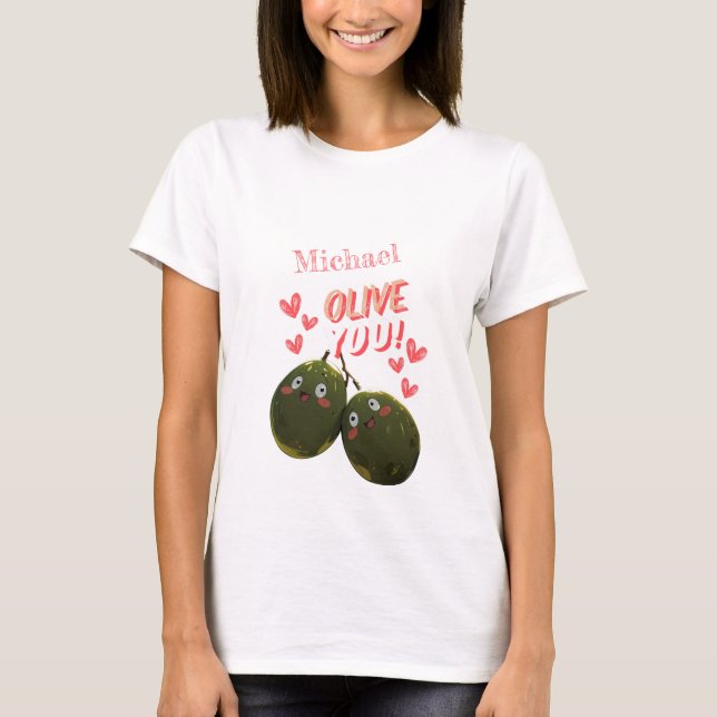 T-shirt Olive You Deux Coeurs Olives (Devant)