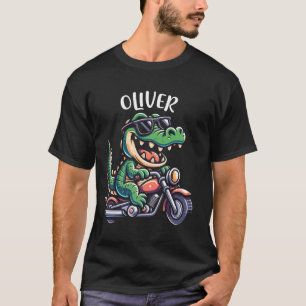 T-shirt Oliver Fun Alligator Motorcycle Conception pour ga