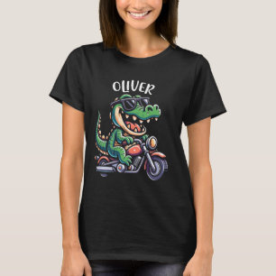 T-shirt Oliver Fun Alligator Motorcycle Conception pour ga