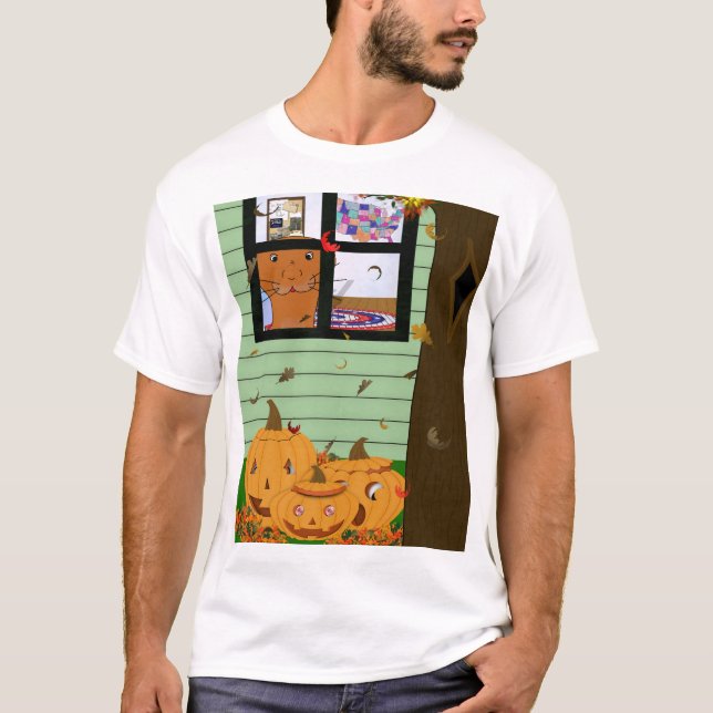T-shirt Oliver La Otter En regardant Jack-o-Lanterns (Devant)