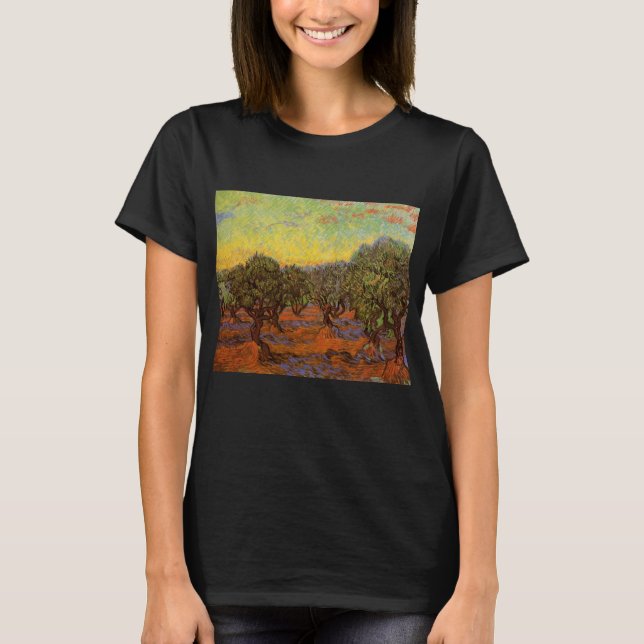 T-shirt Oliveraie, ciel orange de Vincent van Gogh (Devant)