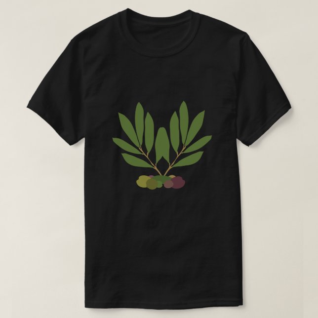 T-shirt Olives minimalistes et branches. (Design devant)