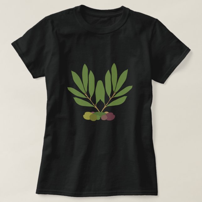 T-shirt Olives minimalistes et branches. (Design devant)
