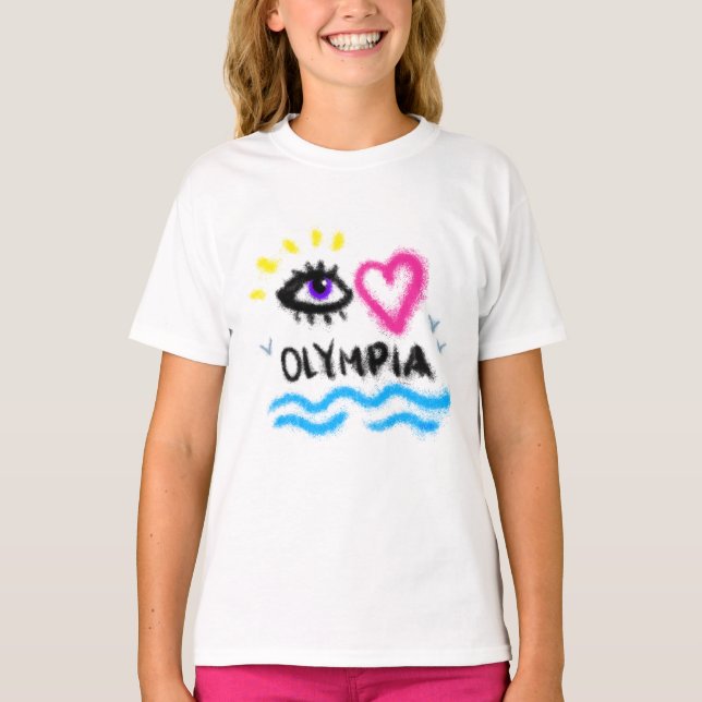 T-shirt Olympia du coeur des yeux (Devant)