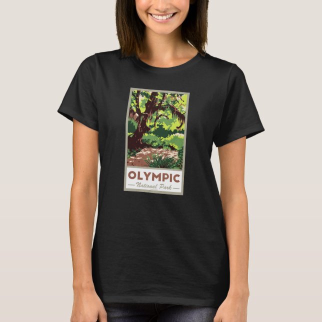 T-shirt Olympic National Park Vintage Travel Poster (Devant)
