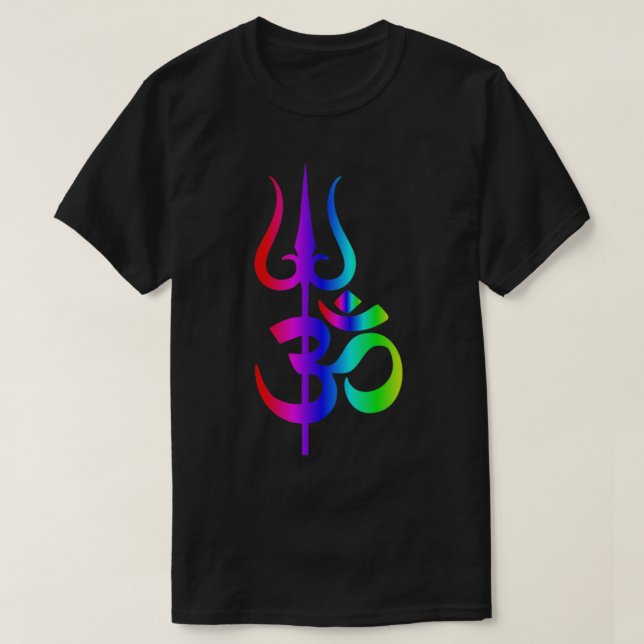 T-shirt Om et trishul hindu conception psychédélique (Design devant)