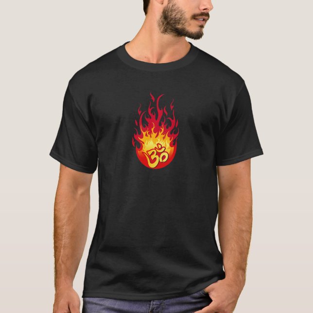 T-shirt Om Fire Yoga Méditation (Devant)