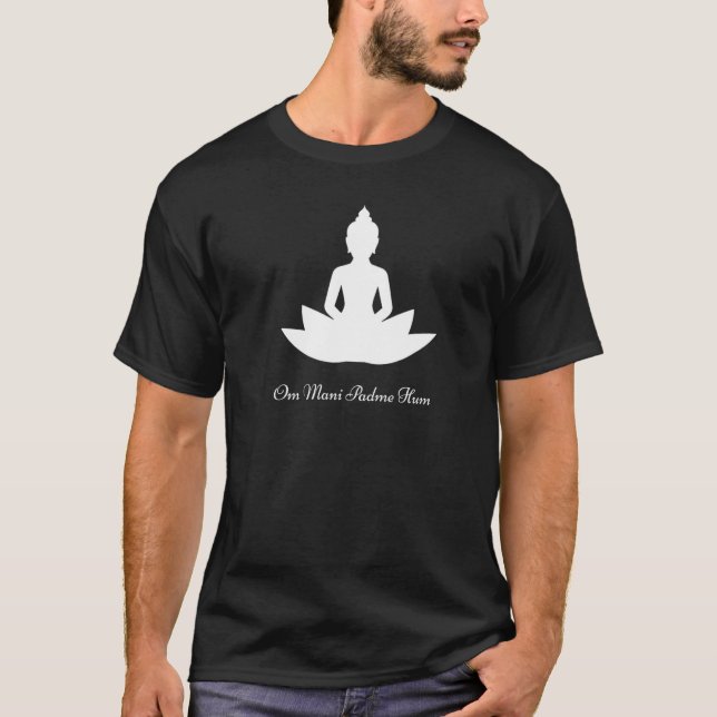 T-shirt Om Mani Padme Hum Bouddha Et Lotus Mant Méditation (Devant)