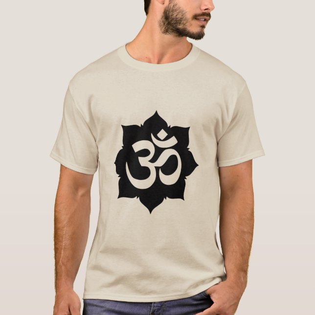 T-shirt OM Symbole Lotus Spiritualité Carbon Fibre Décor (Devant)