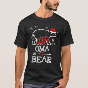 T-shirt Oma Bear , Red Buffalo Plaid Oma Bear Pajama