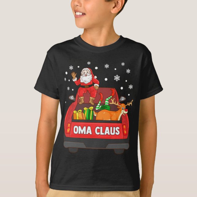 T-shirt Oma Claus Camion Rouge Père Noël Reindeer Elf Noël (Devant)
