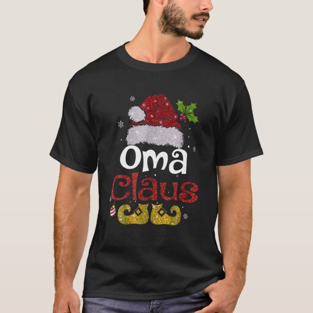 T-shirt Oma Claus Chemise Noël Pyjama Famille Correspondan (Devant)