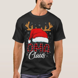 T-shirt Oma Claus Santa Hat Reindeer Red Plaid Corresponda