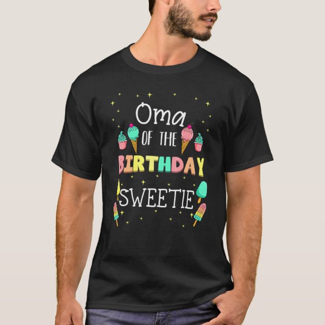 T-shirt Oma De L'Anniversaire Sweetie Crème Ice Parti Anni (Devant)