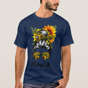 T-shirt Oma Life Messy Cheveux Bun Tournesol Femmes Mères